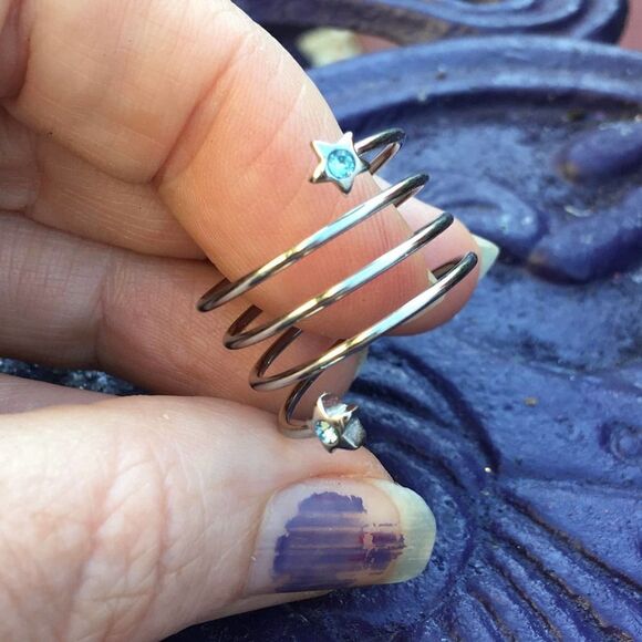 Stainless steel wrap around crystal Blue Star ring Sizes 5,11 - Picture 8 of 8
